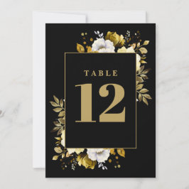 Schwarze und goldene Tischnummer