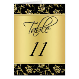 Schwarze und goldene Tischnummer