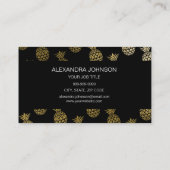 Schwarze und goldene tropische Ananas Makeup Artis Visitenkarte (Rückseite)