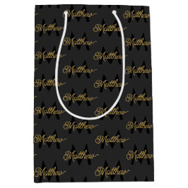 Schwarze und goldene Typografie Hinzufügen von Nam Mittlere Geschenktüte