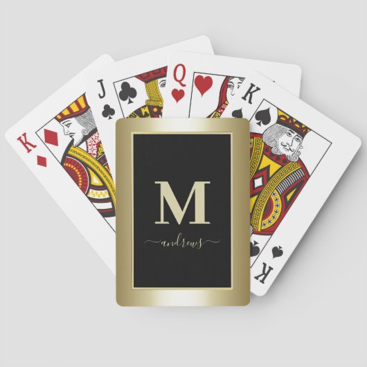 Schwarze und goldene Unterschrift Name Spielkarten (Rückseite)