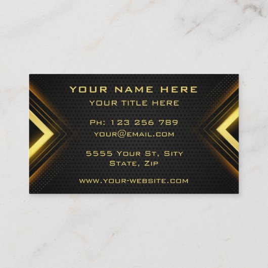 Schwarze und goldene Visitenkarte - Ihr eigenes De (Rückseite)