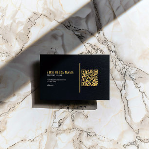 Schwarze und goldene Visitenkarte mit QR-Code