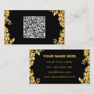 Schwarze und goldene Visitenkarten Beispiel mit QR Visitenkarte