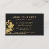 Schwarze und goldene Visitenkarten - Goldene Blume Visitenkarte (Rückseite)