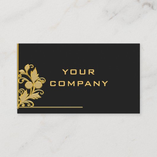 Schwarze und goldene Visitenkarten - Goldene Blume Visitenkarte (Vorderseite)