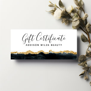 Schwarze und goldene Wasserfarben-Geschenkkarte