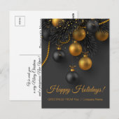 Schwarze und goldene Weihnachtsbälle Eleganter Url Postkarte (Vorne/Hinten)
