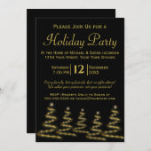Schwarze und goldene Weihnachtsbäume Einladung (Vorne/Hinten)