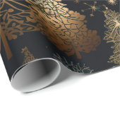 Schwarze und goldene Weihnachtsbäume Geschenkpapier (Rolleneckpunkt)