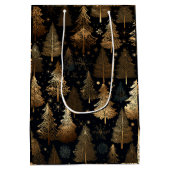 Schwarze und goldene Weihnachtsbäume Mittlere Geschenktüte (Rückseite)