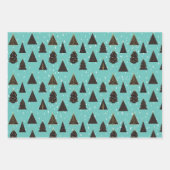 Schwarze und goldene Weihnachtsbäume, Schnee Geschenkpapier Set (Vorderseite 3)