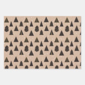 Schwarze und goldene Weihnachtsbäume, Schnee Geschenkpapier Set (Vorderseite)