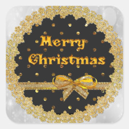 Schwarze und goldene Weihnachtskleber Quadratischer Aufkleber