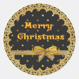 Schwarze und goldene Weihnachtskleber Runder Aufkleber