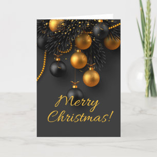 Schwarze und goldene Weihnachtskugeln Elegantes Gl Feiertagskarte