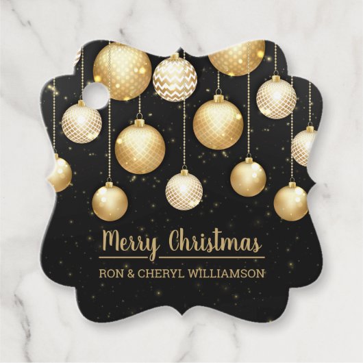 Schwarze und goldene Weihnachtsschmuck Geschenkanhänger (Vorderseite)