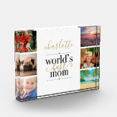 Schwarze und goldene Welten Beste Mama Personalisi Fotoblock (Links)