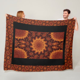 Schwarze und goldene Wildblumen 10 Fleecedecke