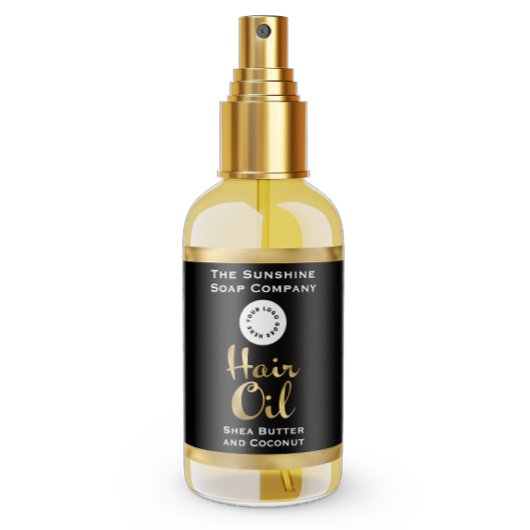 Schwarze und goldfarbene Flasche mit Ölflasche mit Rechteckiger Aufkleber