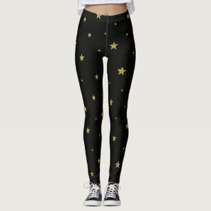 Schwarze und goldgelbe Sterne Leggings