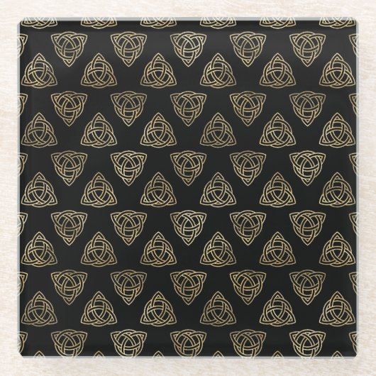 SCHWARZE UND GOLDKÖRPER KNOTEN UND KREUZEN GLASUNTERSETZER (Vorderseite)