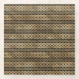 SCHWARZE UND GOLDKÖRPER KNOTEN UND KREUZEN GLASUNTERSETZER