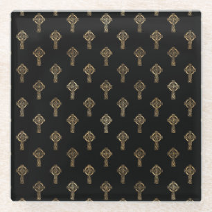 SCHWARZE UND GOLDKÖRPER KNOTEN UND KREUZEN GLASUNTERSETZER