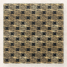 SCHWARZE UND GOLDKÖRPER KNOTEN UND KREUZEN GLASUNTERSETZER