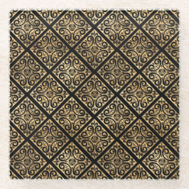 SCHWARZE UND GOLDKÖRPER KNOTEN UND KREUZEN GLASUNTERSETZER