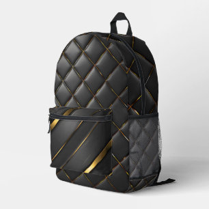 SCHWARZE UND GOLDSTREIFEN UND TUFTED LOOK PATTER BEDRUCKTER RUCKSACK