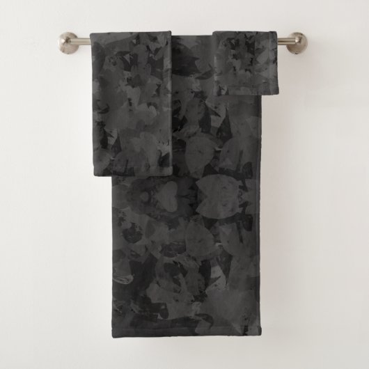 Schwarze und graue abstrakte Grafik-Kunst-Design Badhandtuch Set (Insitu)