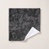 Schwarze und graue abstrakte Grafik-Kunst-Design Badhandtuch Set (Waschlappen)