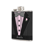 Schwarze und graue Button-Streifen Flachmann (Links)