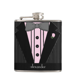 Schwarze und graue Button-Streifen Flachmann