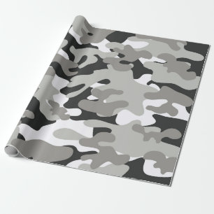 Schwarze und graue Camouflage Geschenkpapier
