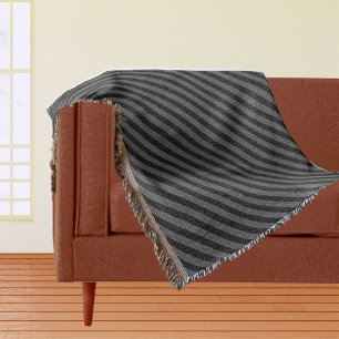 Schwarze und graue diagonale Streifen-Wurfdecke Decke