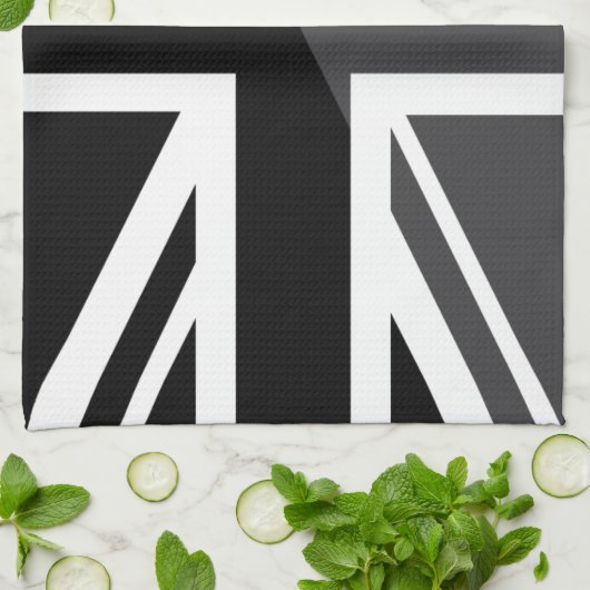 Schwarze und graue Flagge Geschirrtuch (Gefaltet)