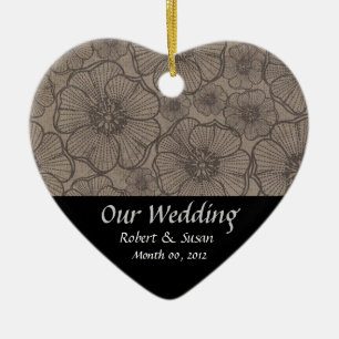 Schwarze und graue Gastgeschenk Hochzeit Flora Kee Keramikornament