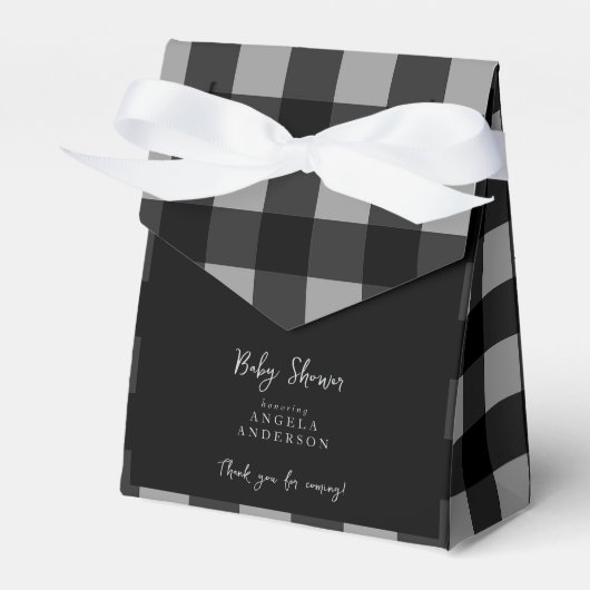 Schwarze und graue Gingham-Dusch-Dankeschön-Verpac Geschenkschachtel (Vorderseite)