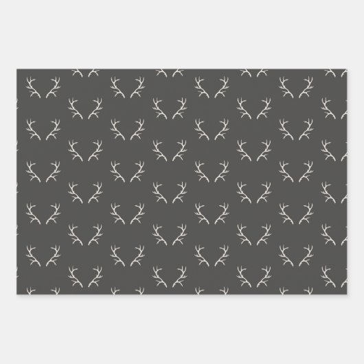 Schwarze und graue Hirschköpfe und Geweihe Geschenkpapier Set (Vorderseite 3)