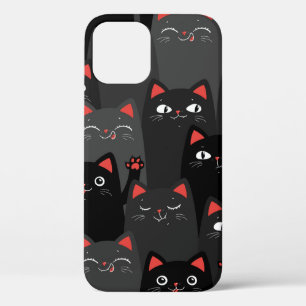 Schwarze und graue Katzen. Cartoon nahtloses Muste Case-Mate iPhone Hülle