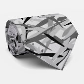 Schwarze und graue moderne Blumendruck-Krawatte Krawatte (Gerollt)
