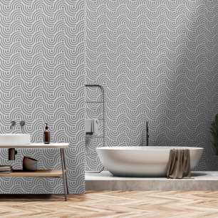 Schwarze und graue moderne geometrische wellenförm tapete