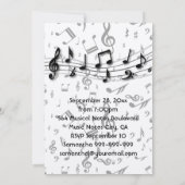 Schwarze und graue Musiknote Geburtstagsparty Einladung (Rückseite)