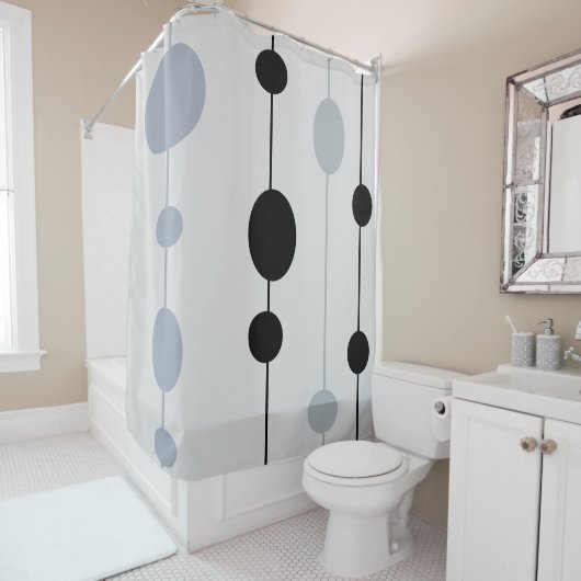 Schwarze und graue Punkte auf grau Duschvorhang (Beispiel)