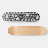 Schwarze und graue Schädelköpfe - Monogramm-Skateb Skateboard (Horizontal)