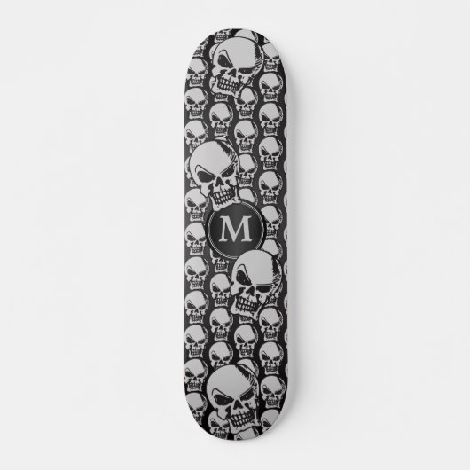 Schwarze und graue Schädelköpfe - Monogramm-Skateb Skateboard (Vorne)