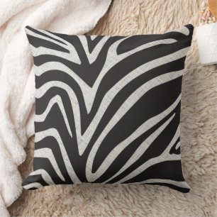 Schwarze und graue Textur Print Zebra Stripe Kissen