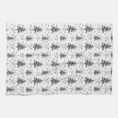 Schwarze und graue Weihnachtsbäume & Schneeflocken Geschirrtuch (Horizontal)
